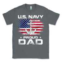 Charcoal Heather u.s navy proud dad with american flag gift veteran day t shirt Classic Tee - linhVisuals