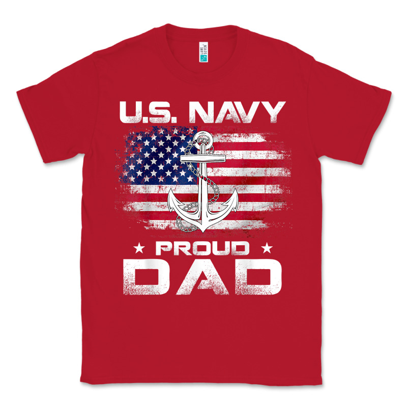 U.s Navy Proud Dad With American Flag Gift Veteran Day T Shirt Classic Tee by linhVisuals | Teevron