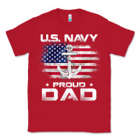 Red u.s navy proud dad with american flag gift veteran day t shirt Classic Tee - linhVisuals