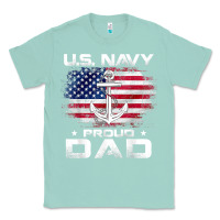 Seafoam u.s navy proud dad with american flag gift veteran day t shirt Classic Tee - linhVisuals