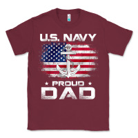 Burgundy u.s navy proud dad with american flag gift veteran day t shirt Classic Tee - linhVisuals