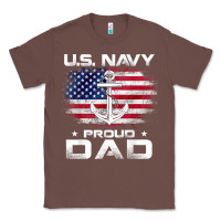 Chestnut u.s navy proud dad with american flag gift veteran day t shirt Classic Tee - linhVisuals