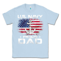 Dusty Blue u.s navy proud dad with american flag gift veteran day t shirt Classic Tee - linhVisuals
