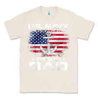 Natural u.s navy proud dad with american flag gift veteran day t shirt Classic Tee - linhVisuals