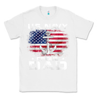 White u.s navy proud dad with american flag gift veteran day t shirt Classic Tee - linhVisuals