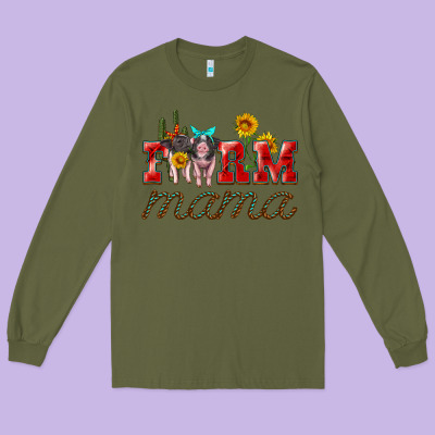 Farm Mama With Pigs Long Sleeve Tee Designed By Artiststas