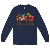 Navy farm mama with pigs Long Sleeve Tee - Artiststas