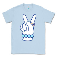 Dusty Blue girl peace sign Classic Tee - linhVisuals