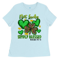 Baby Blue not lucky simply blessed Ladies Tee - Artiststas