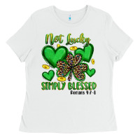 White not lucky simply blessed Ladies Tee - Artiststas