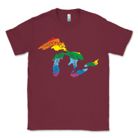 Burgundy all michigan great lakes rainbow colors Classic Tee - linhVisuals