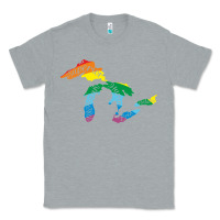 Heather Grey all michigan great lakes rainbow colors Classic Tee - linhVisuals