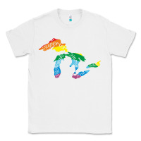 White all michigan great lakes rainbow colors Classic Tee - linhVisuals