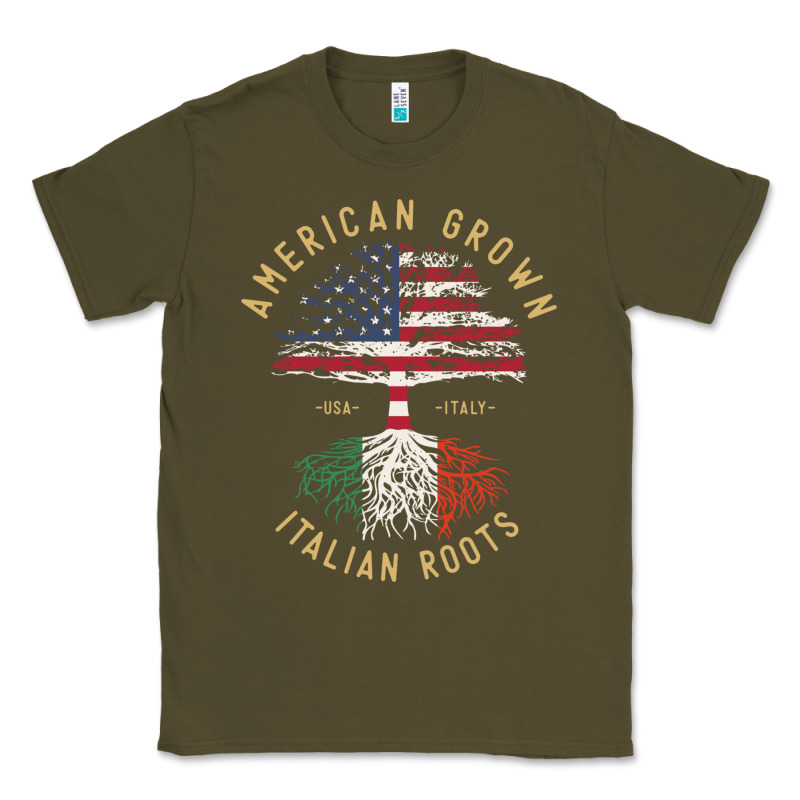 American Grown Italian Roots Italy Flag Vintage Tree Classic Tee by linhVisuals | Teevron