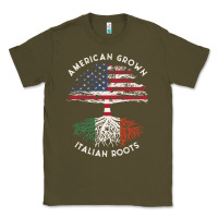 Army Green american grown italian roots usa italy flag tree Classic Tee - linhVisuals