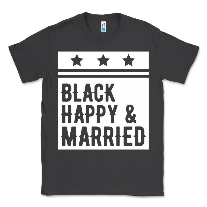 Black Happy & Married Funny Wedding Gifts Classic Tee by linhVisuals | Teevron