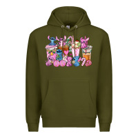 Army Green stitch and lilo pink christmas coffee cups Premium Hoodie - AdoDesignShop