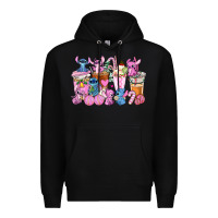 Black stitch and lilo pink christmas coffee cups Premium Hoodie - AdoDesignShop