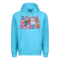 Ocean Blue stitch and lilo pink christmas coffee cups Premium Hoodie - AdoDesignShop