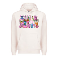 Pale Pink stitch and lilo pink christmas coffee cups Premium Hoodie - AdoDesignShop