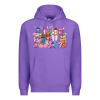Purple stitch and lilo pink christmas coffee cups Premium Hoodie - AdoDesignShop