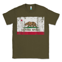 Army Green california flag womens mens heavy distressed vintage gift t shirt Classic Tee - linhVisuals