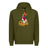 Army Green sunflower rooster with leopard Premium Hoodie - RanaPortraitStore