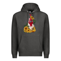 Charcoal Heather sunflower rooster with leopard Premium Hoodie - RanaPortraitStore
