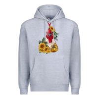 Heather Grey sunflower rooster with leopard Premium Hoodie - RanaPortraitStore