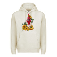 Oatmeal Heather sunflower rooster with leopard Premium Hoodie - RanaPortraitStore