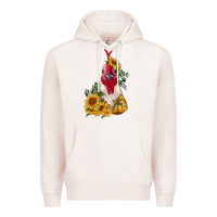 Pale Pink sunflower rooster with leopard Premium Hoodie - RanaPortraitStore