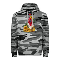 Slate Camo sunflower rooster with leopard Premium Hoodie - RanaPortraitStore