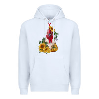 White sunflower rooster with leopard Premium Hoodie - RanaPortraitStore