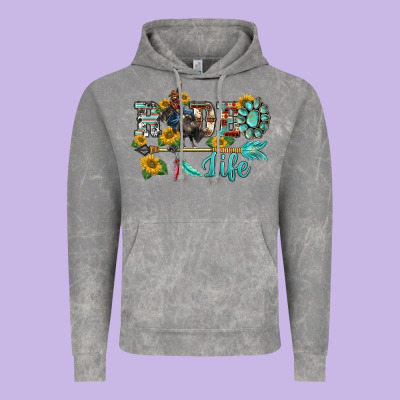 Western Rodeo Bullfighter  Life Turquoise's Gemstones Arrow Sunflowers Vintage Hoodie Designed By Barkaloodesign