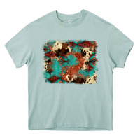 Aztec Turquoise Glitter Cowhide  Tooled Leather Ba Heavy Core Tee | Teevron