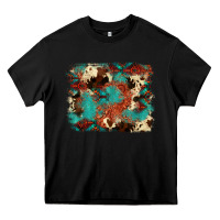 Black aztec turquoise glitter cowhide  tooled leather ba Heavy Core Tee - FaDigitalArtStudio