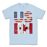 Dusty Blue canada us eh american canadian flag vintage america colors patriotic g Classic Tee - linhVisuals