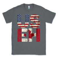 Charcoal Heather canada us eh american canadian flag vintage america colors patriotic g Classic Tee - linhVisuals