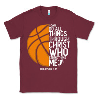 Burgundy christian basketball i can do all things through christ philippians 41 Classic Tee - linhVisuals