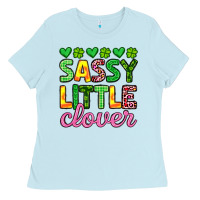 Baby Blue sassy little clover st patrick s day Ladies Tee - Artiststas