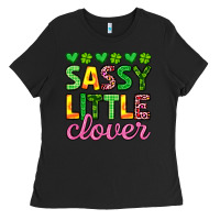 Black sassy little clover st patrick s day Ladies Tee - Artiststas
