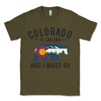 Army Green colorado is calling and i must go state flag with wild bear Classic Tee - linhVisuals
