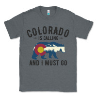 Charcoal Heather colorado is calling and i must go state flag with wild bear Classic Tee - linhVisuals
