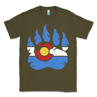 Army Green colorado state flag bear paw print pocket place Classic Tee - linhVisuals