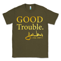 Army Green good trouble john lewis signature Classic Tee - linhVisuals