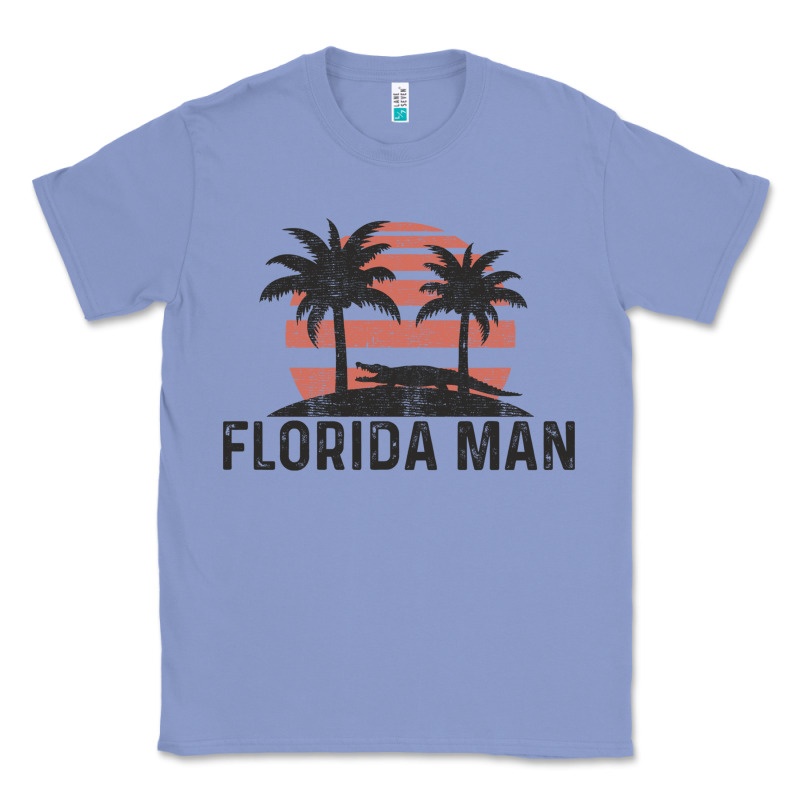 Florida Man State Funny Meme Vintage Palm Trees And Sunset Retro Sun Classic Tee by linhVisuals | Teevron