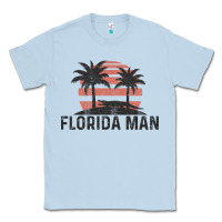Dusty Blue florida man state funny meme vintage palm trees and sunset retro sun Classic Tee - linhVisuals