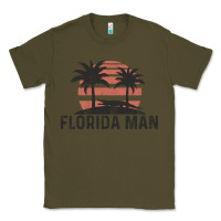 Army Green florida man state funny meme vintage palm trees and sunset retro sun Classic Tee - linhVisuals