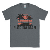 Charcoal Heather florida man state funny meme vintage palm trees and sunset retro sun Classic Tee - linhVisuals