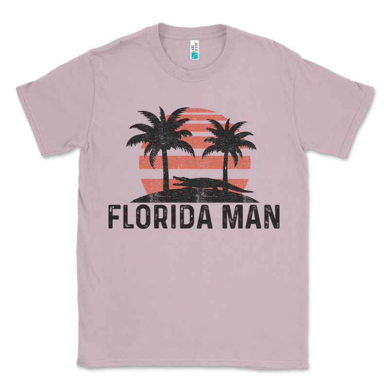 Florida Man State Funny Meme Vintage Palm Trees And Sunset Retro Sun Classic Tee by linhVisuals | Teevron
